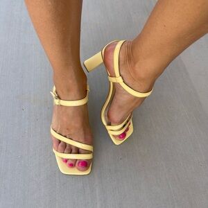 Jessica Simpson Yellow Heels Square-Toed Ankle Strap